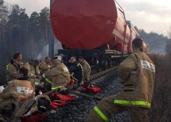 У железной дороги в районе совхоза Лесной вспыхнул пожар