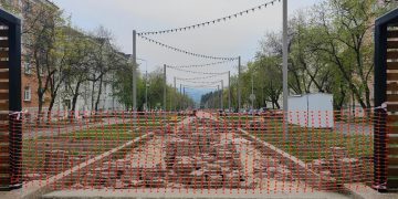 В Трёхгорном благоустраивают аллею Ленина